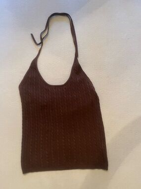 Gap Chocolate Brown Cable Knit Halter Top